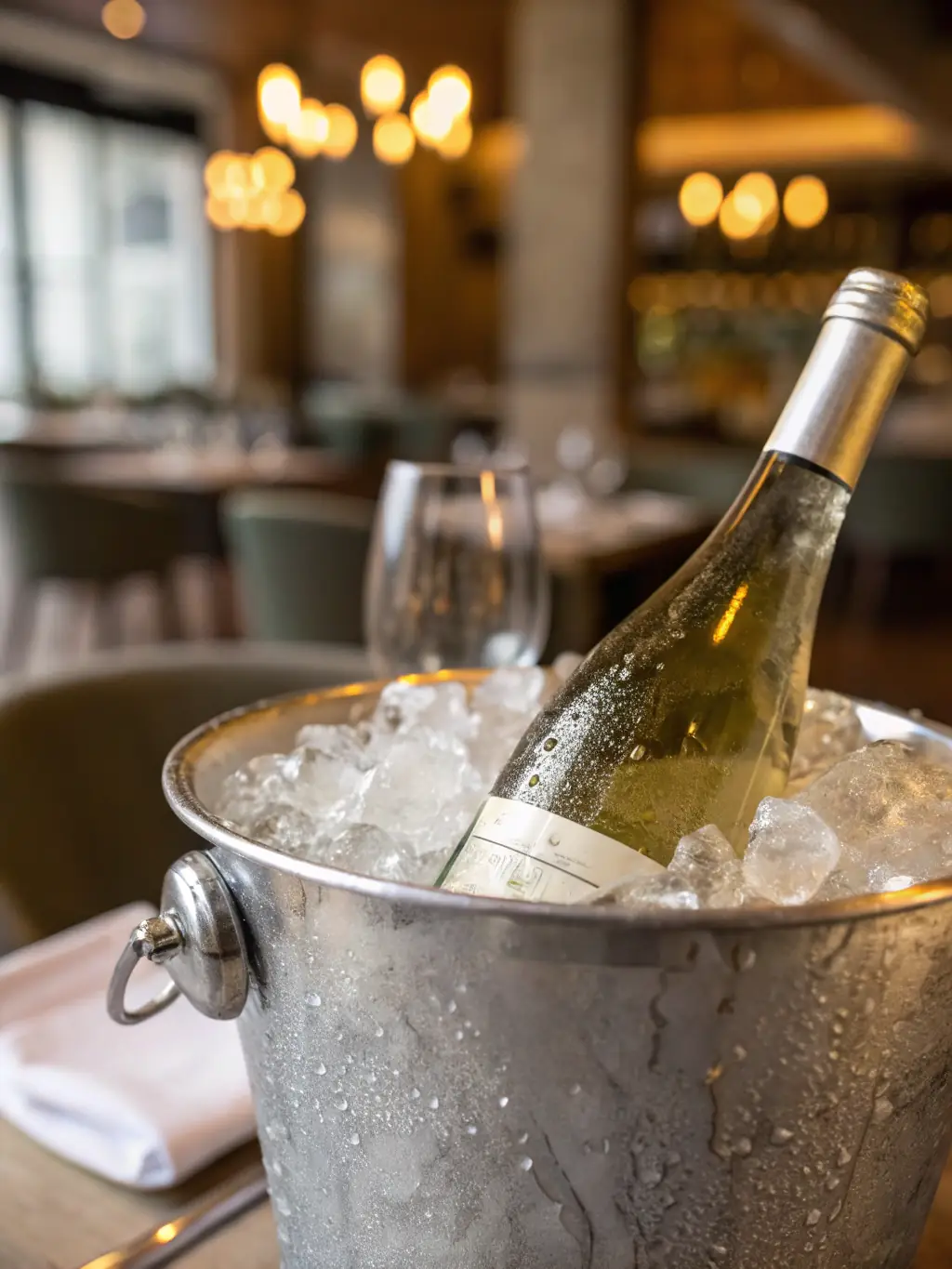 A close-up shot of a bottle of Canadian ice wine, highlighting its unique color and texture.